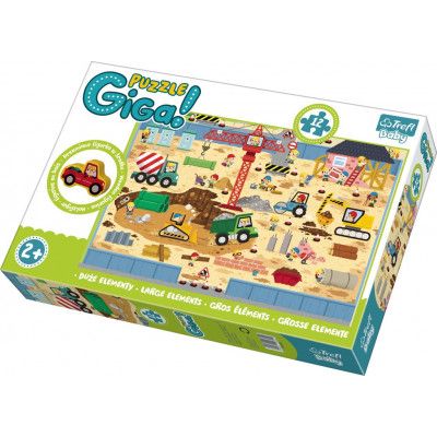 Gigantiskt Pussel 12 bitar med träfigur Construction site 90