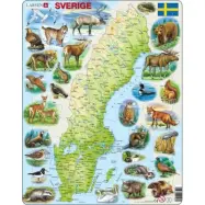 Larsen Sverige Karta och djur Pussel 71 bitar - Larsen -  Leksaksaffären