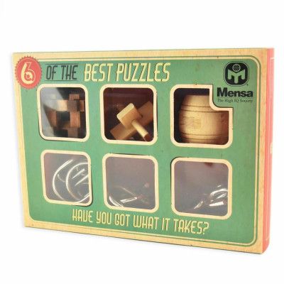 Mensa IQ-pussel Metall och trä 6-pack