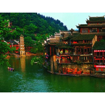 Pussel 280 bitar Flera olika motiv : Model - Kinesisk småstadshamn