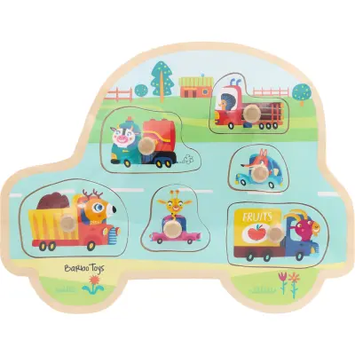 Pussel djur i olika fordon - 6 bitar - Barbo Toys