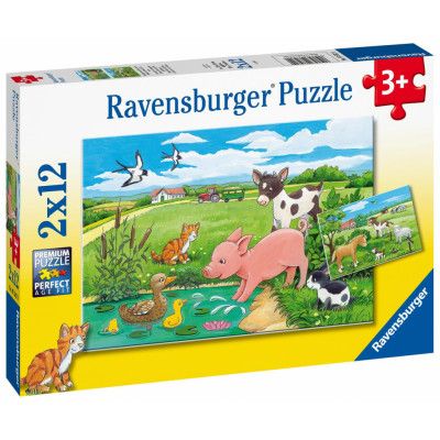 Ravensburger Bondgårdsdjursungar Pussel 2x12 bitar - Ravensburger -  Leksaksaffären