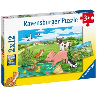 Ravensburger Bondgårdsdjursungar Pussel 2x12 bitar - Ravensburger -  Leksaksaffären