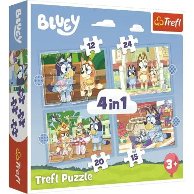 Trefl Bluey 4-pack Pussel 12-15-20-24 bitar - Bluey -  Leksaksaffären