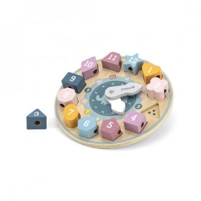 Viga - Klocka I Trä - Avtagbara Klossar Med Siffror