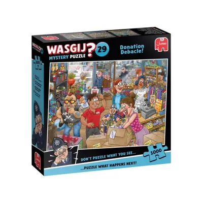 Wasgij Mystery 29 Donation Debacle! Pussel 1000 bitar - Jan Van Haasteren -  Leksaksaffären