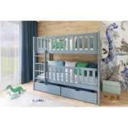 Lano Meble KSAWERY - Våningssäng Med Lådor - 80x180 Cm - Grå