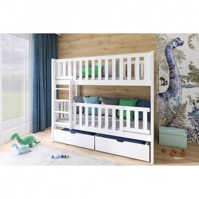 Lano Meble KSAWERY - Våningssäng Med Lådor - 80x180 Cm - Grå