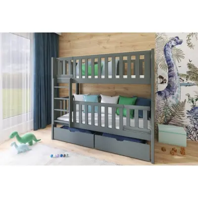 Lano Meble KSAWERY - Våningssäng Med Lådor - 80x180 Cm - Grafit