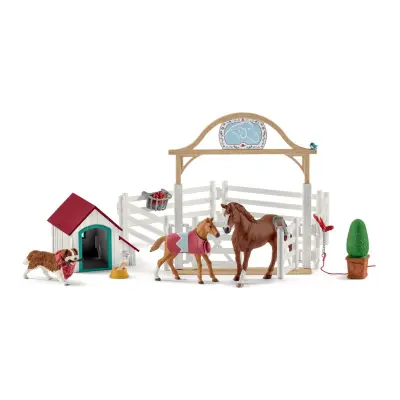 schleich HORSE CLUB Hannahs gästhästar med tiken Ruby 42458