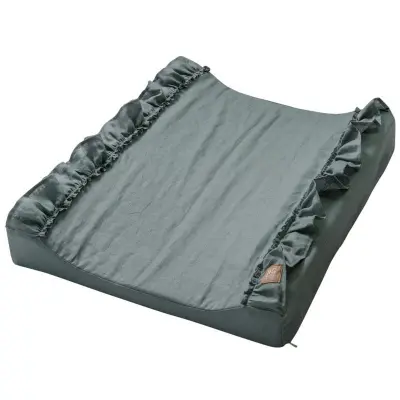 NG Baby skötbädd linne med volang, petrol green