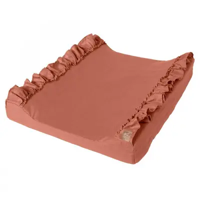 NG Baby skötbädd linne med volang, terracotta, Terracotta volang