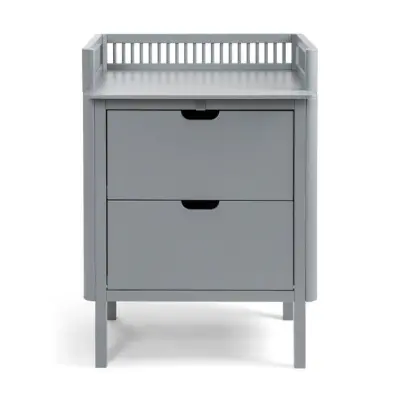 Sebra skötbord med lådor, grå