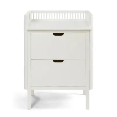 Sebra skötbord med lådor, vitt