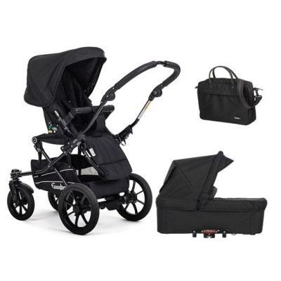 Emmaljunga Super Viking duovagn + skötväska, Outdoor black/competition