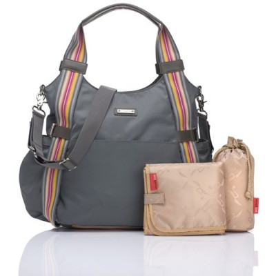 Storksak skötväska Tania Bee, grey stripe