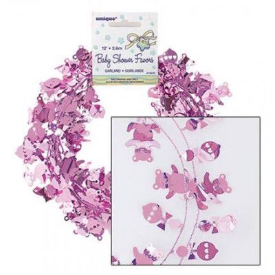 Foliedekoration rosa nallar och skallror 360 cm