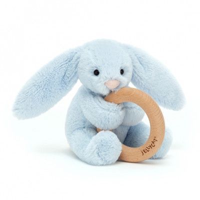 Jellycat - Gosedjur - Bashful Blue Bunny Wooden Ring Toy