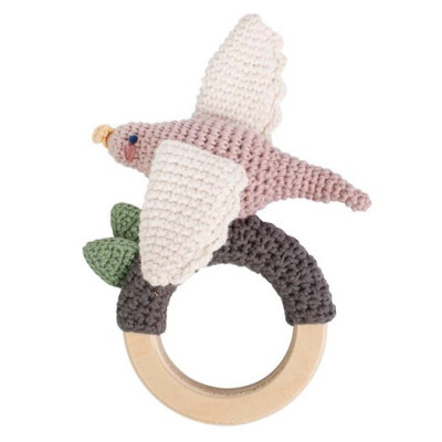 Sebra virkad skallra, fågel på träring