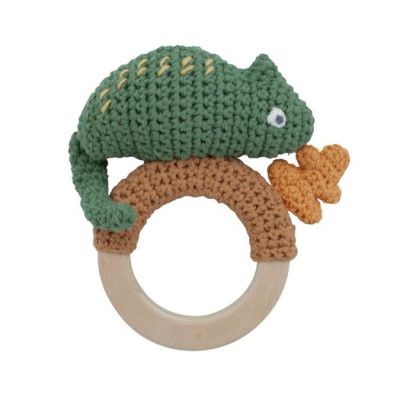 Sebra virkad skallra, kameleonten Carley på träring