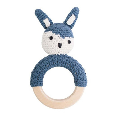 Sebra virkad skallra, kanin på träring royal blue