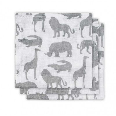 Jollein Tvättlappar/Snuttefiltar Safari 3-pack (Grå)