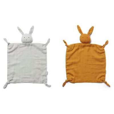 Liewood snuttefilt Agnete 2-pack, Rabbit grey/mustard