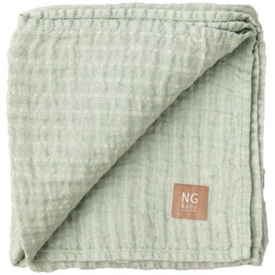 NG Baby - Linnefilt Sage Grön + Ivory Stripe