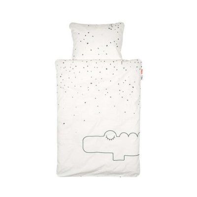 Done by Deer påslakanset Croco spjälsäng, vit/grön