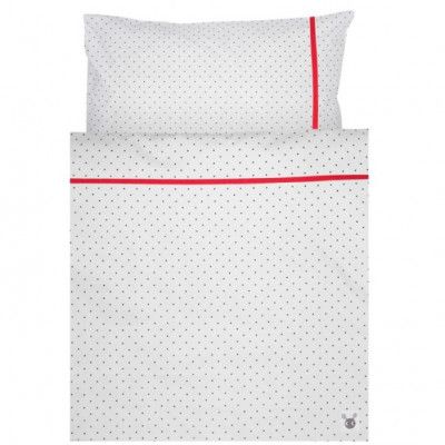 Färg&Form Skummis Bäddset Spjälsäng (Natur/Röd)