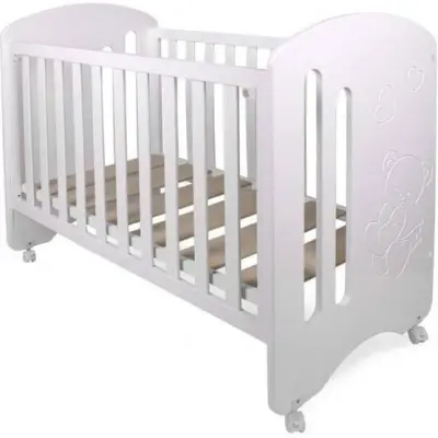 Interbaby - Spjälsäng Lovely 124 X 63 Cm Vit/Rosa