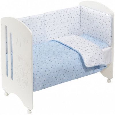 Interbaby - Spjälsäng Lovely Crown Vit/Rosa 4 Delar