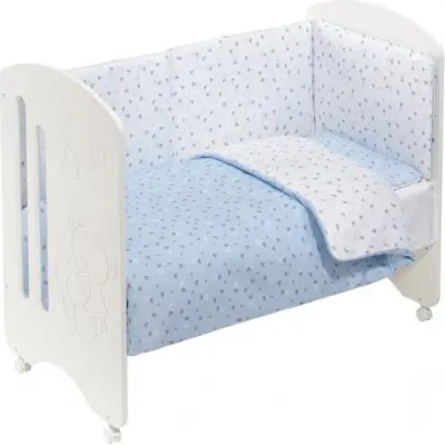 Interbaby - Spjälsäng Lovely Crown Vit/Rosa 4 Delar