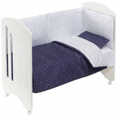 Interbaby - Spjälsäng Lovely Universo Vit/Grå 4 Delar