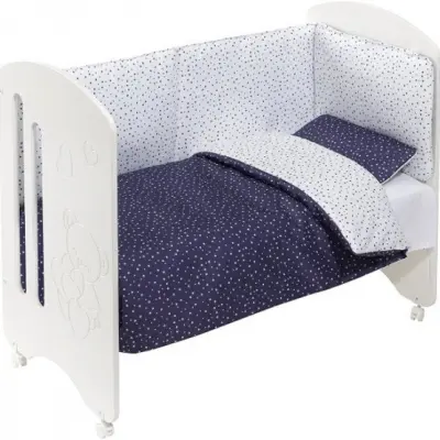 Interbaby - Spjälsäng Lovely Universo Vit/Grå 4 Delar