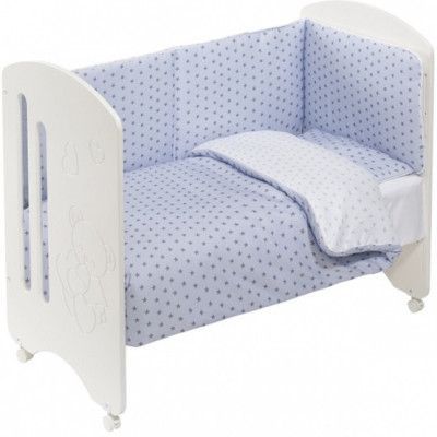 Interbaby - Spjälsäng Lovely Vit/Rosa 4 Delar