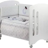 Interbaby - Spjälsäng Med Sängkläder Lovely Bears Beige