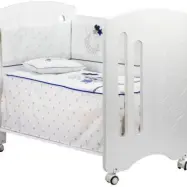 Interbaby - Spjälsäng Med Sängkläder Lovely Bears Blå