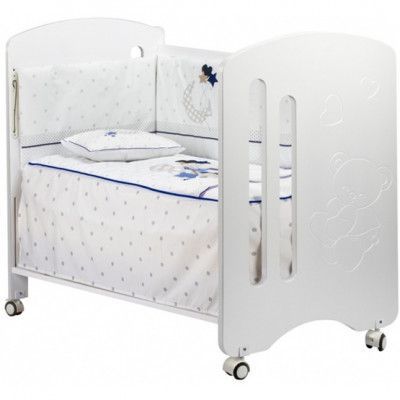 Interbaby - Spjälsäng Med Sängkläder Lovely Bears Blå