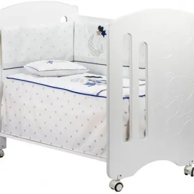 Interbaby - Spjälsäng Med Sängkläder Lovely Bears Blå