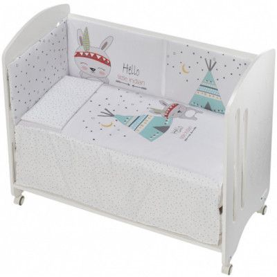 Interbaby - Spjälsäng Med Sängkläder Lovely Tipi Vit