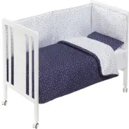 Interbaby - Spjälsäng Med Sängkläder Navy/Vit