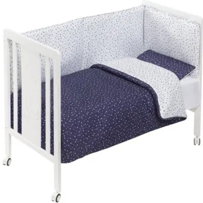 Interbaby - Spjälsäng Med Sängkläder Navy/Vit