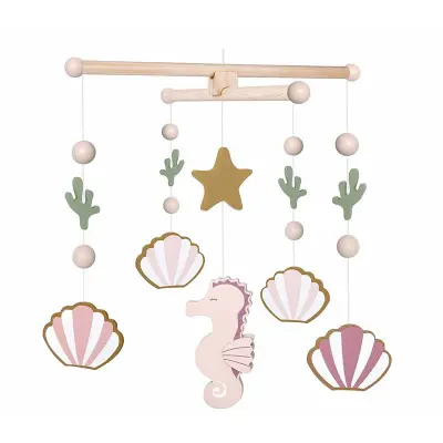 Jabadabado trämobil sjöhäst, natur/rosa