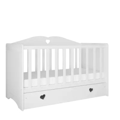 Kocot Kids Spjälsäng - Julia Vit - Med Låda 124x66 Cm