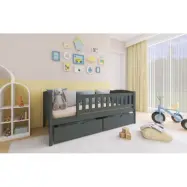 Lano Meble GUCIO - Enkelsäng Med Lådor - 80x200 Cm - Grafit