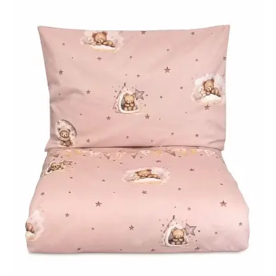 Mini Dreams påslakanset spjälsäng, cute bears rosa