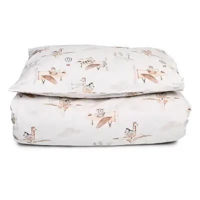 Mini Dreams påslakanset spjälsäng, flying friends off-white