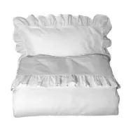 Mini Dreams påslakanset spjälsäng, volang vit