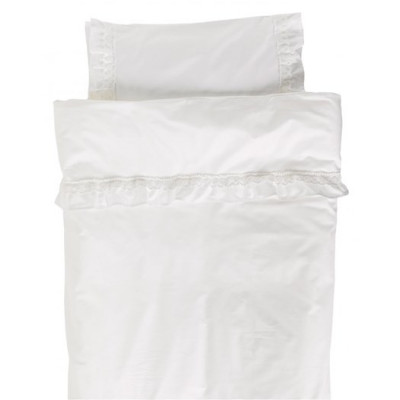 NG Baby påslakanset spjälsäng, vit spets med volang, Vit spets med volang